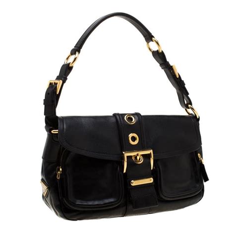 prada bag snake buckle black|black Prada shoulder bag.